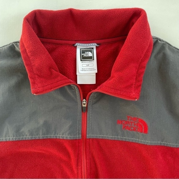 North Face Men's Red Gray Quarter Zip TKA100 Fleece Pullover Size Small - Picture 4 of 7